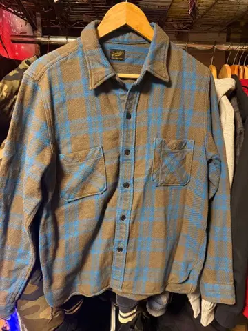 텐더로인 브라운 블루 체크 플란넬 셔츠