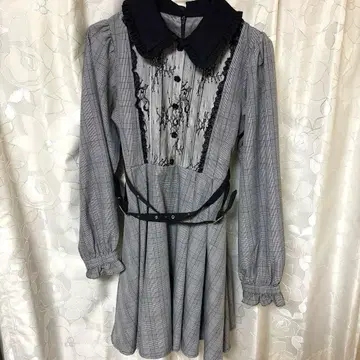 ROJITA 체크 무늬 미니 원피스 그레이