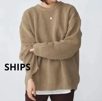 새상품급 쉽스 와플 편직 니트 베이지 오버 사이즈 쉽스 L