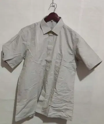 그레이 반팔 버튼 다운 셔츠