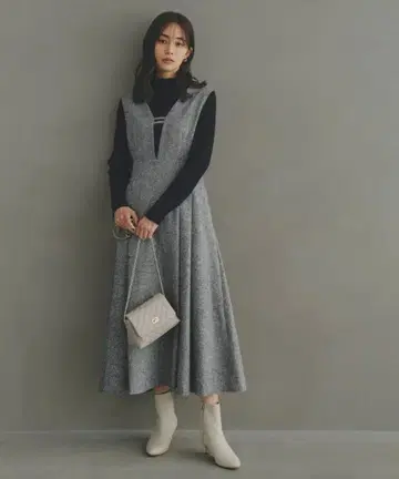 새상품급 grove 라메 트위드 플레어 쟝 드레스 원피스