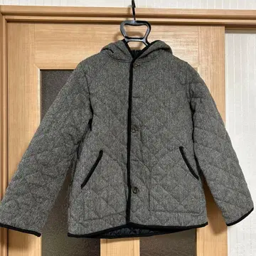 [ CUBE SUGAR ] 그레이 퀼팅 자켓 후드 부착