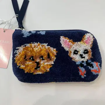 개 자수 플리스 파우치 페이러