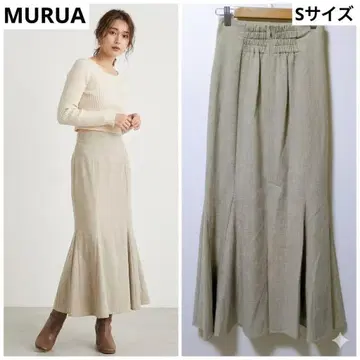 MURUA 무루아 하이웨스트 머메이드 스커트 베이지 골격 웨이브