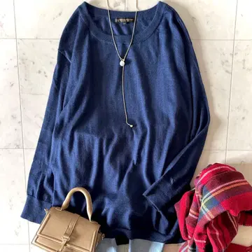 새상품급 23구 캐시미어 실크 크루넥 풀오버 네이비 40 다크 네이비