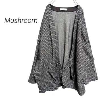 [매쉬룸] 노카라 자켓 오버 사이즈 버튼리스 하운드투스