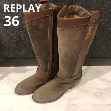 REPLAY 브라운 롱 부츠 36