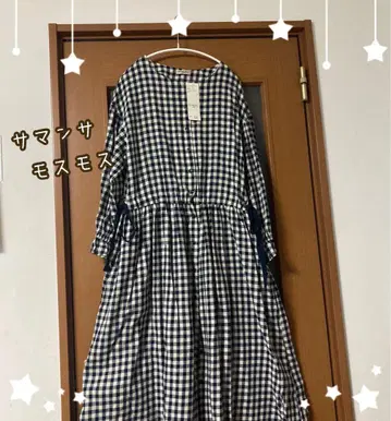미사용 새상품 사만사 모스모스 체크 무늬 롱 원피스