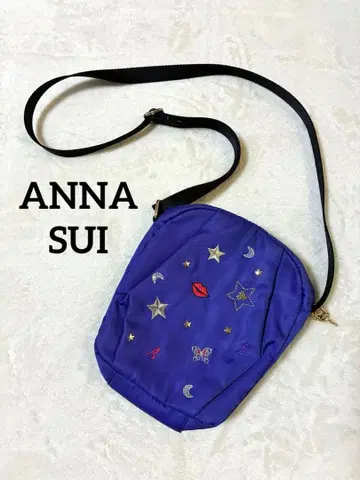 ANNA SUI 자수 미니 숄더백 나일론 퍼플