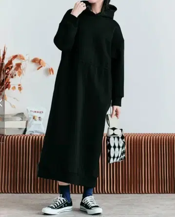 [ 새상품 ] 원피스 [ 2way 속기모 후드티 원피스 ] 블랙