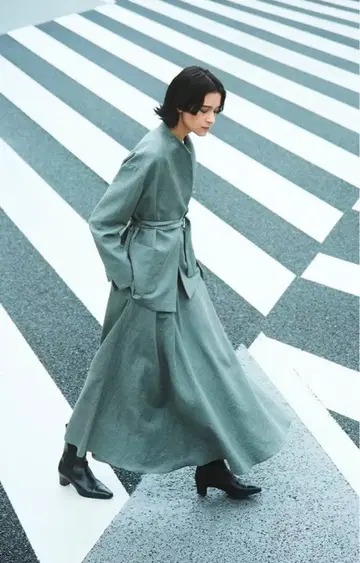 AK+1 Demi-Luxe BEAMS 울 린넨 스커트 36 그레이