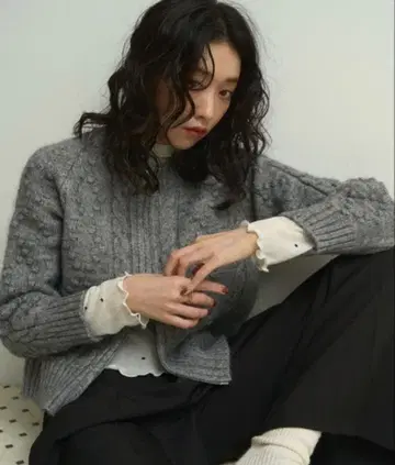 [택 포함 새상품] Lutim by u 더블 지퍼 아란 니트 가디건