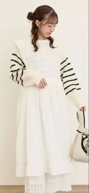 [ Alice x Samansa Mos2 ] 배색 에이프런 원피스 오프