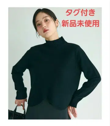 베이스먼트 온라인 밑단 스캘럽 니트 블랙