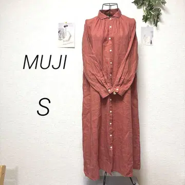 10884 MUJI 무인양품 린넨 셔츠 원피스 S 무지 캐주얼