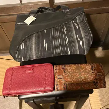 가죽과 원단 토트백