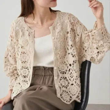 pual ce cin 퓨어세신 크로셰 뜨개질풍 가디건