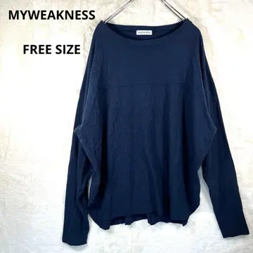 MYWEAKNESS 네이비 긴팔T셔츠 린넨 큰 사이즈 루즈핏 FREE