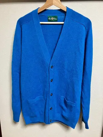 Alan Paine V넥 퓨어 램스울 가디건 블루