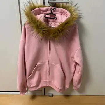 퍼 달린 핑크 후드티 M 사이즈