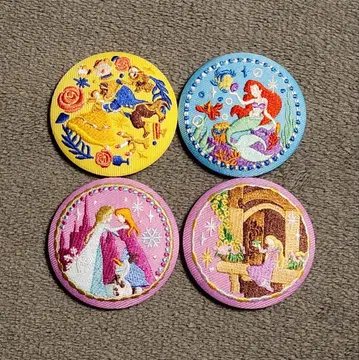자수 캔뱃지 디즈니 프린세스 4개 세트