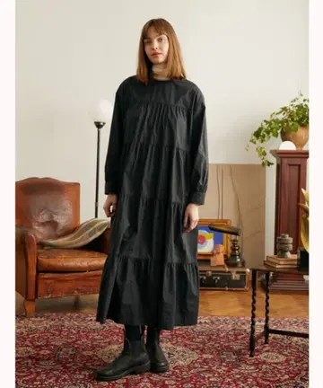 gymphlex 짐플렉스 코튼 티어드 원피스 블랙