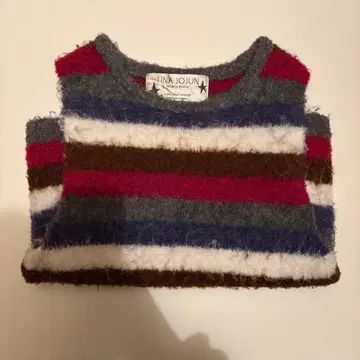 TINA JOJUN 멀티 컬러 스트라이프 슬리브리스 스웨터