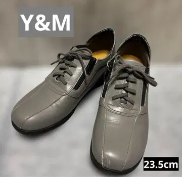 Y&M 그레이 컴포트 슈즈 4E 23.5cm 스트링 슈즈