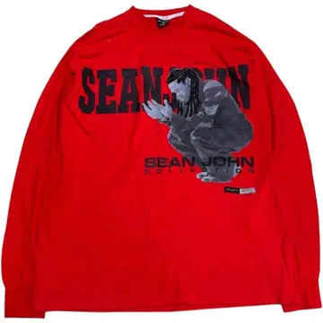 SEAN JOHN 버스터 라임 입체 자수 프린트 롱 슬리브 t셔츠