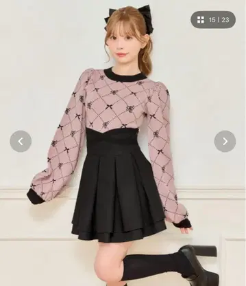 apres jour 백리본 니트탑 핑크 XL