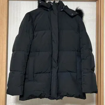 [ FRAY I.D ] 블랙 후드 부착 다운 자켓