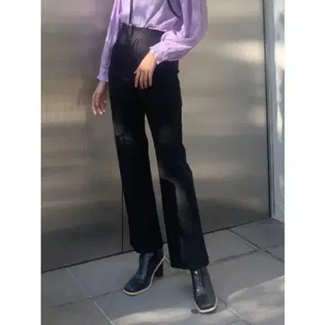 택 포함 새상품 EMODA 허리 핏 플레어 팬츠