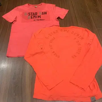 G-STAR RAW 빨간색 계열 반팔 긴팔 티셔츠 2장 세트