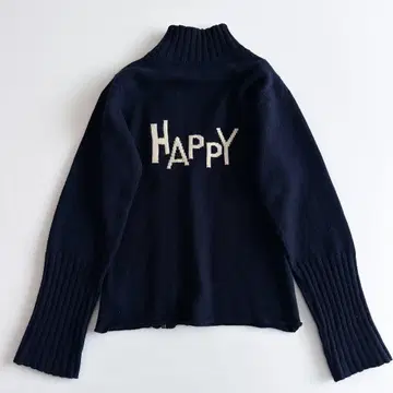 존스턴스 / 캐시미어 100% 하이넥 지퍼 니트 다크 네이비 HAPPY
