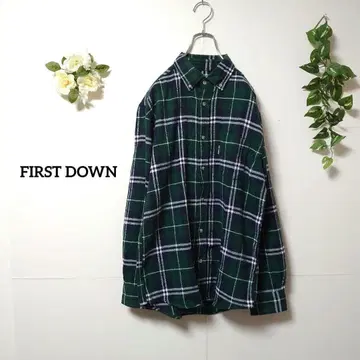 퍼스트다운 체크 무늬 플란넬 셔츠 M 캐주얼