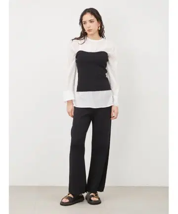 여성용 블랙 화이트 셋업