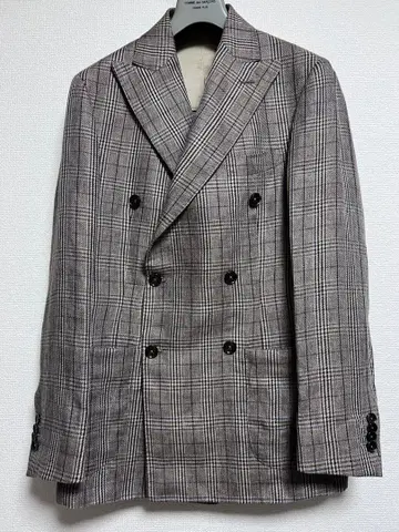 LUIGI BORRELLI 더블 브레스트 체크 자켓