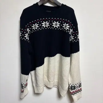 RATS 노르딕 무늬 크루넥 니트 램스울 캐시미어 XXL