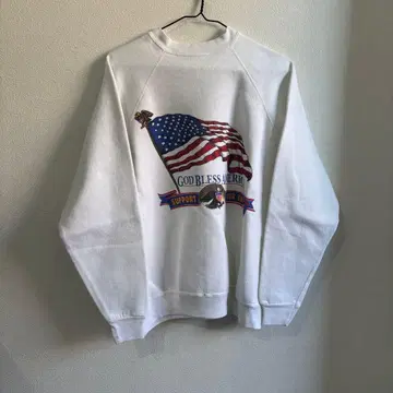 90s 빈티지 USA제 Tultex 성조기 프린트 맨투맨 화이트 M