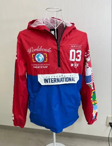 COPPERRIVET 액티브 자켓 윈드 브레이커 L 레드/블루