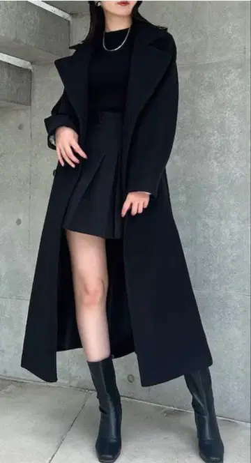 더즈린 2way 레이디 블랙 롱 코트