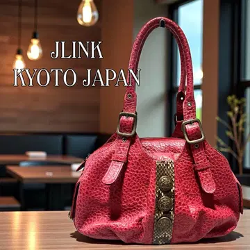 JLINK 교토 일본제 천연 가죽 가죽 핸드백 빨간색 고급 레어