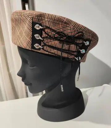 CA4LA 카시라 체크 무늬 레이스업 모자