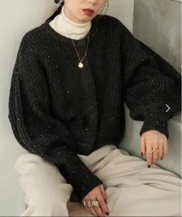 hinari 스팽글 니트 가디건 차콜