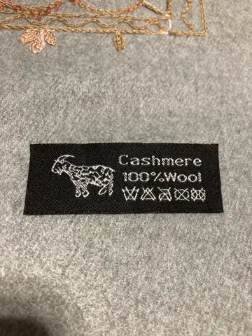 캐시미어 100% 자수 스톨 그레이