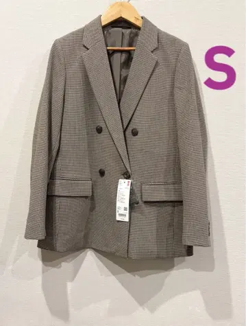 UNIQLO 더블 자켓 S 사이즈 브라운 체크 새상품 유니클로