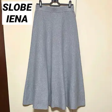 SLOBE IENA 밀라노 리브 니트 플레어 스커트 그레이 슬로브 이에나