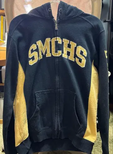 초레어 y2k champion SMCHS 풀 지퍼 후드티 블랙/골드