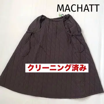 MACHATT 마차트 퀼팅 롱 플레어 스커트 브라운