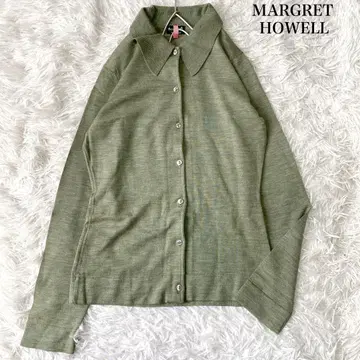 MARGRET HOWELL 영국제 카라 부착 울 니트 가디건